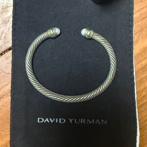 ✨ David Yurman Silver Cable Bracelet with Pearl Caps